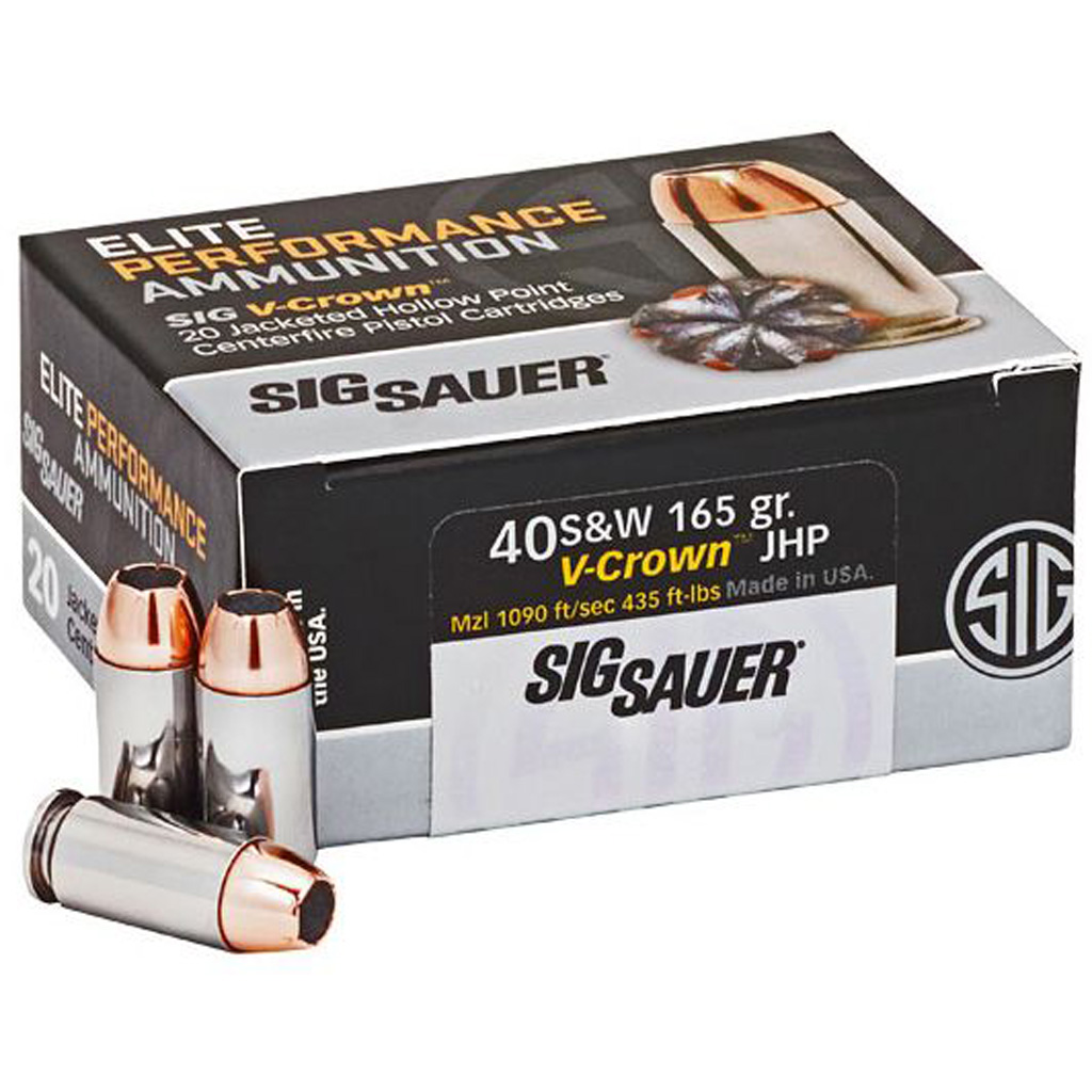  Sauer E40SW150 Elite Performance V Crown Jacketed Hollow Point 165 Grain .40 S&W 1090 Fps Ammo