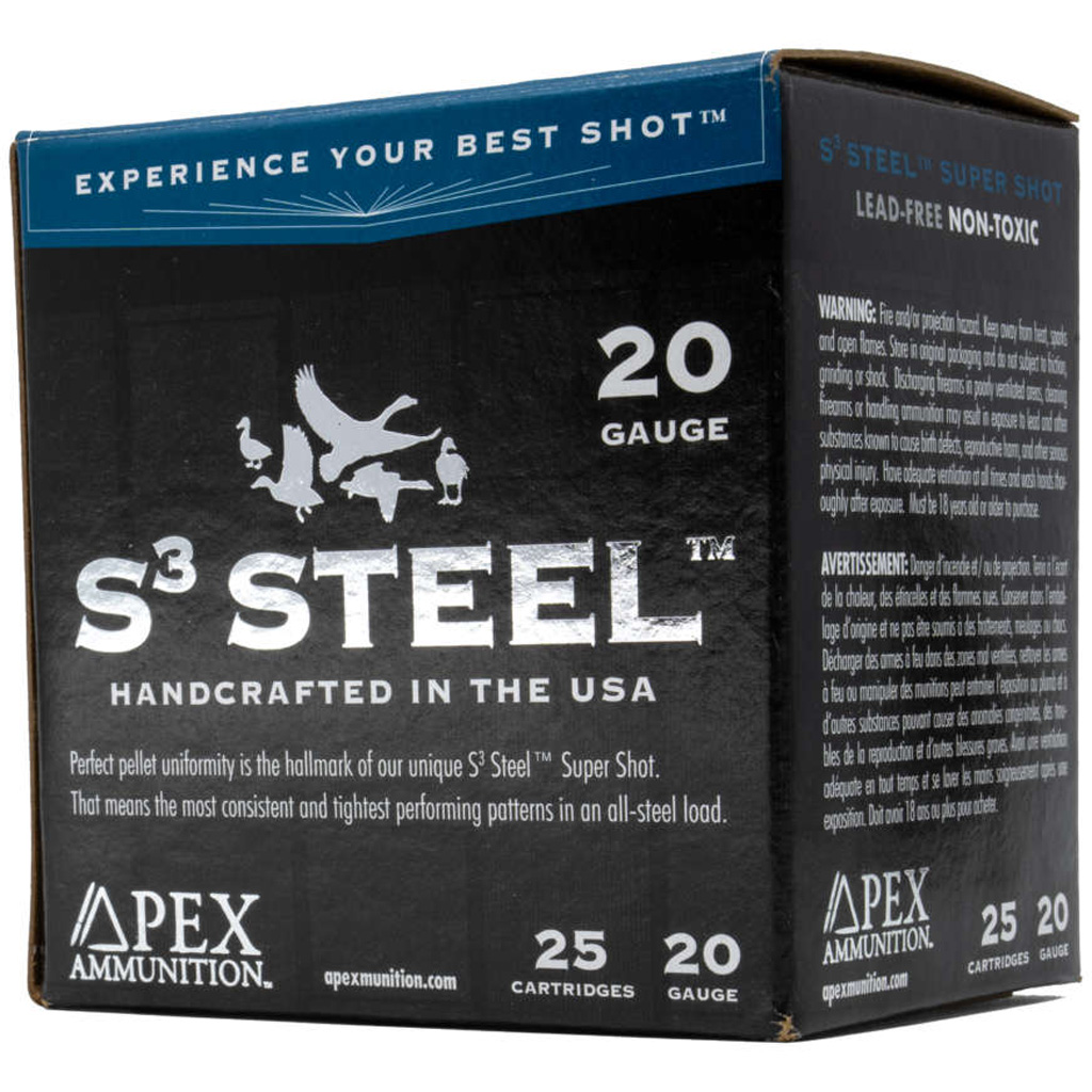 Apex Waterfowl S3 Steel #2 20 Gauge 1 Oz 3 In x Waterfowl S3 Steel #2 20 Gauge 1 Oz 3 In Ammo