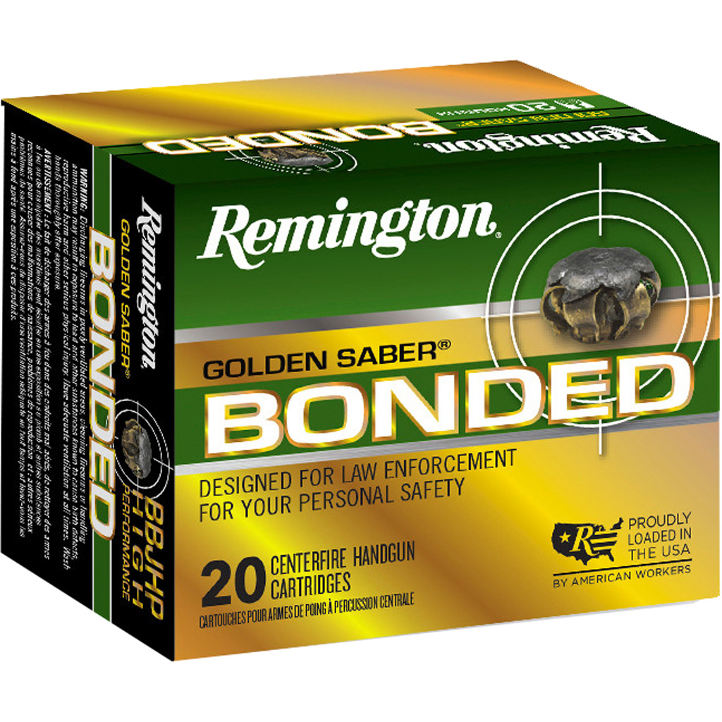 ington 29343 Golden Saber Bonded Brass Jacketed Hollow Point 147 Grain 9mm Luger/Parabellum 990 Fps Ammo