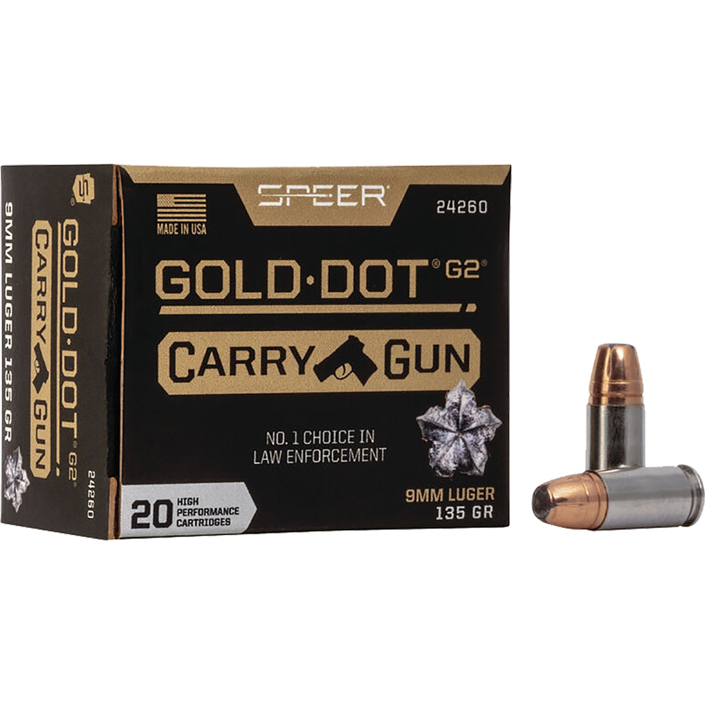 Speer Gold Dot Carry Gun Handgun Ammo 9mm 135 Gr. HP 20 Rd. er Gold Dot Carry Gun Handgun 9mm 135 Gr. HP 20 Rd. Ammo