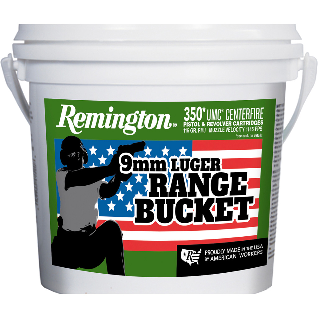 ington Range Bucket UMC Pistol 9mm 115 Gr. FMJ 350 Rd. Ammo