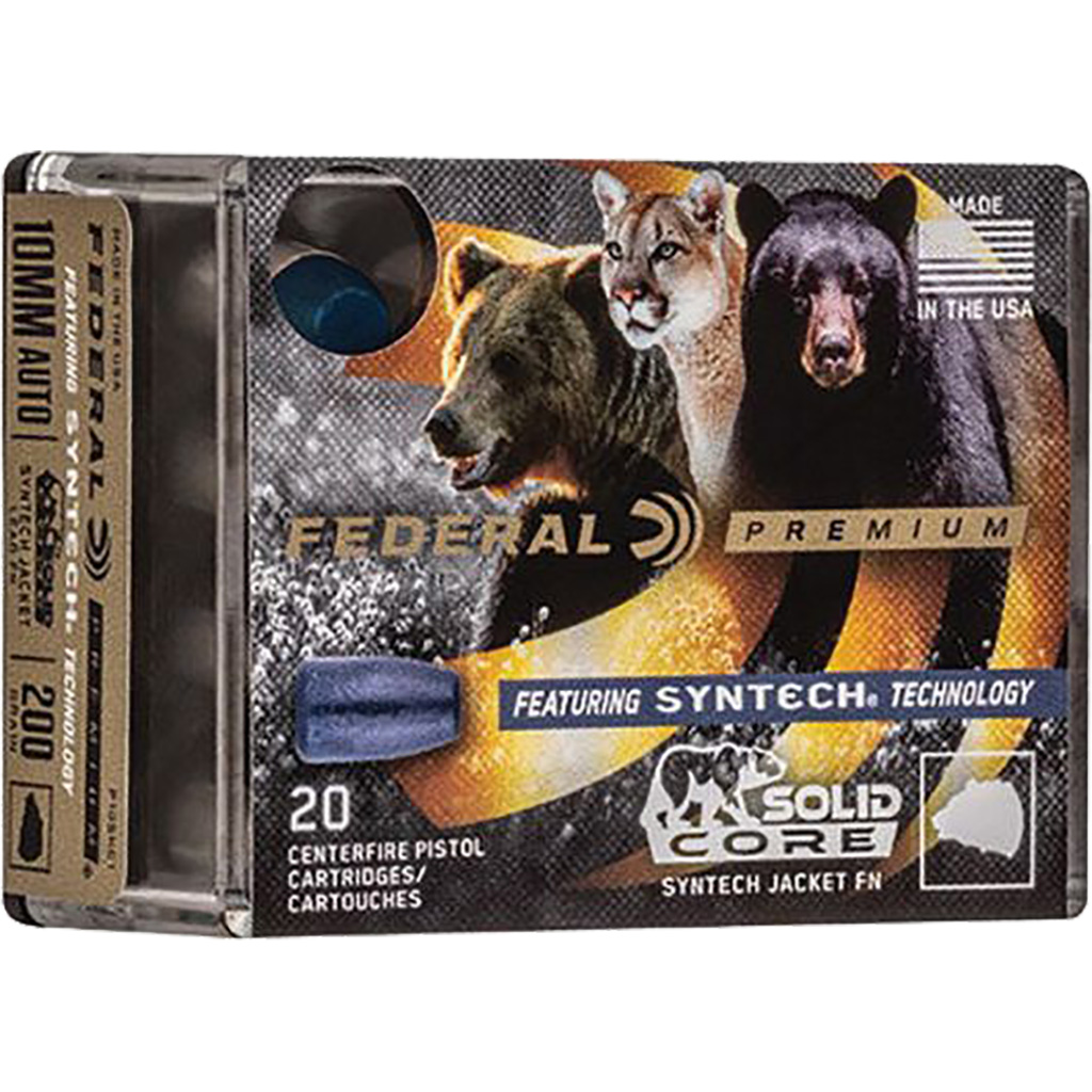 eral P10SHC1 Premium Solid Core Synthetic Flat Nose 200 Grain 10mm Auto 1200 Fps Ammo