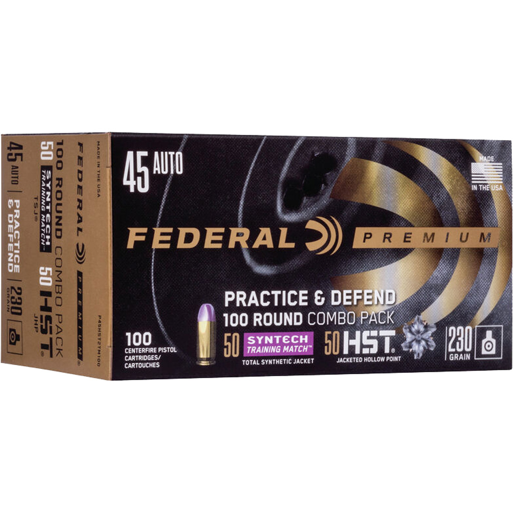 eral Practice & Defend Pistol 45 ACP 230 Gr. HST/Syntech 100 Rd. Ammo