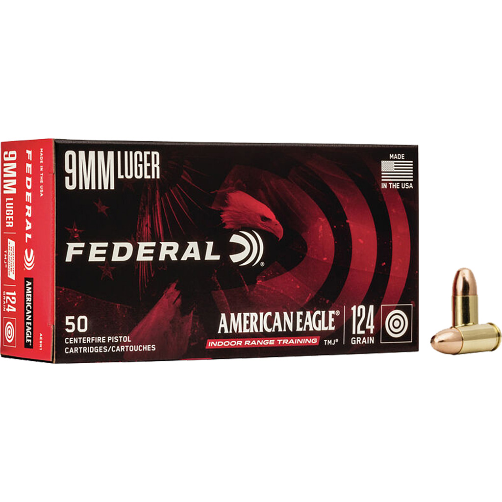 American Eagle AE9N1 Total Metal Jacket 124 Grain 9mm Luger/Parabellum 1120 Fps rican Eagle AE9N1 Total Metal Jacket 124 Grain 9mm Luger/Parabellum 1120 Fps Ammo