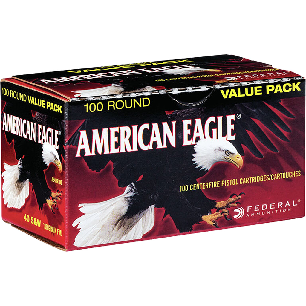 eral AE40R100 American Eagle 40 S&W 180 Gr Full Metal Jacket (FMJ) Ammo