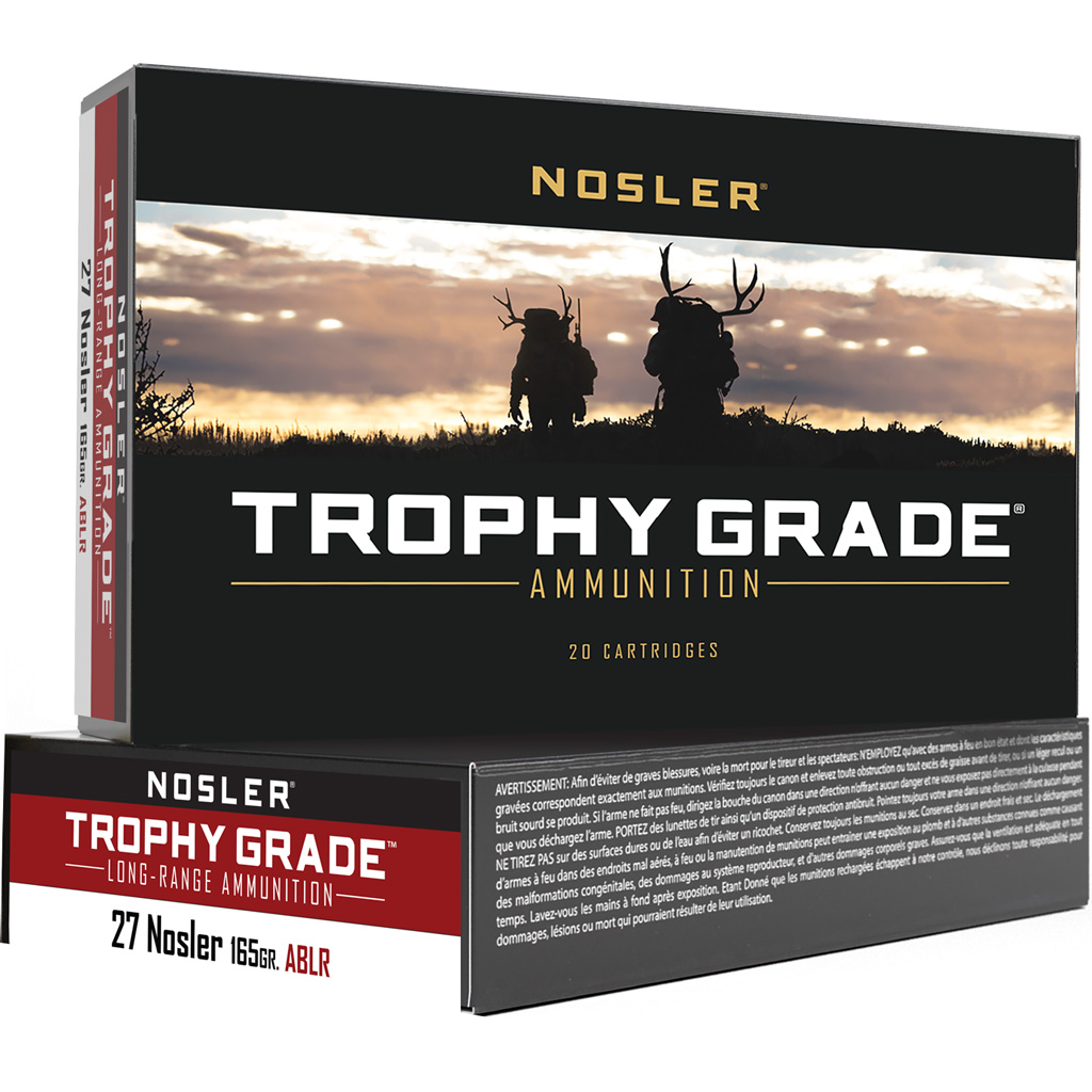 Nosler  27 Nosler 61237 Trophy Grade AccuBond Long Range 165 Grain 3158 FPS