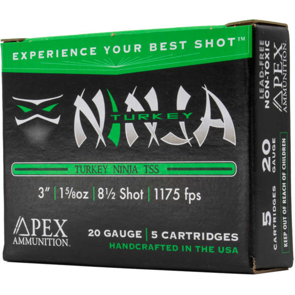 Apex Turkey TSS Ninja Shotgun Ammo 20 Ga. 3 In.1-5/8oz 8.5 Shot 5 Rd x Turkey TSS Ninja Shotgun 20 Ga. 3 In.1-5/8oz 8.5 Shot 5 Rd Ammo