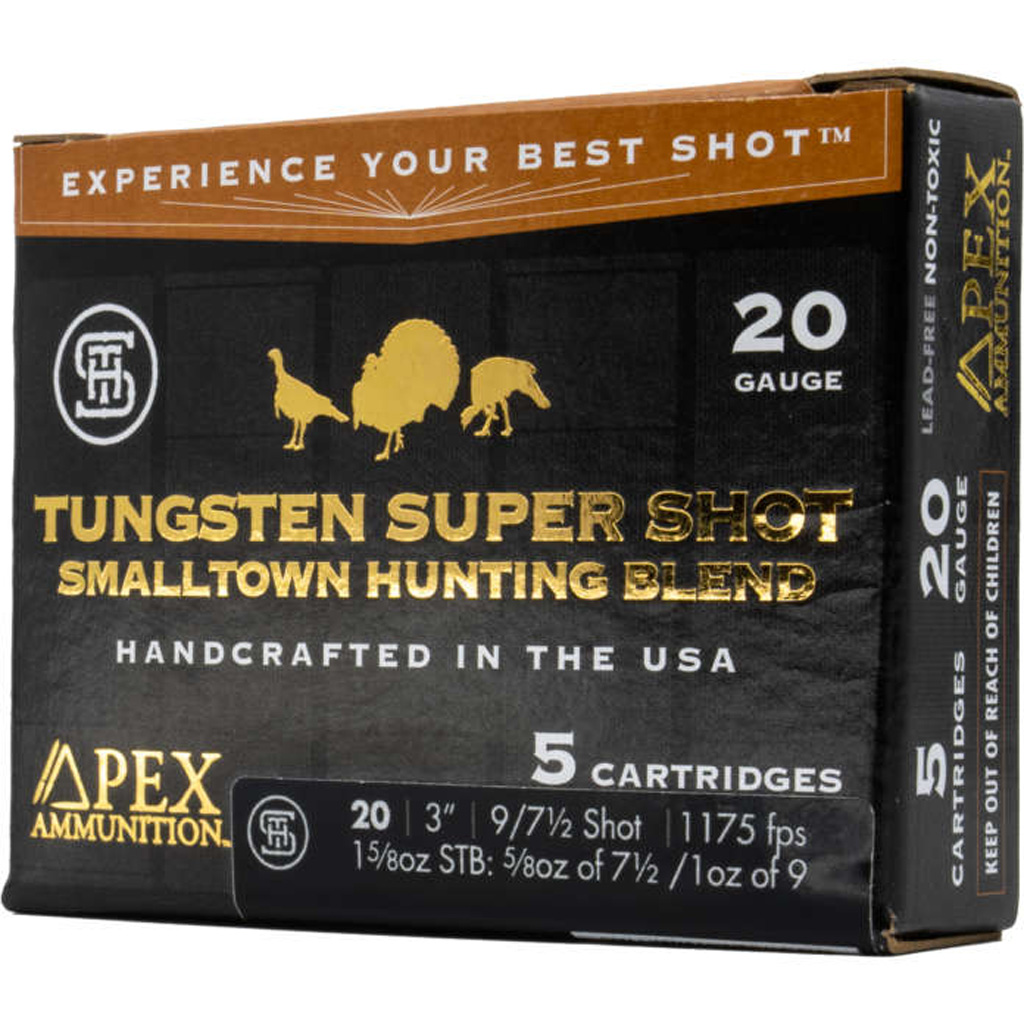 Apex Turkey TSS Smalltown Hunting Blend 20 Ga. 3 In. 7.5/9 Shot 5 Rd x Turkey TSS Smalltown Hunting Blend 20 Ga. 3 In. 7.5/9 Shot 5 Rd Ammo