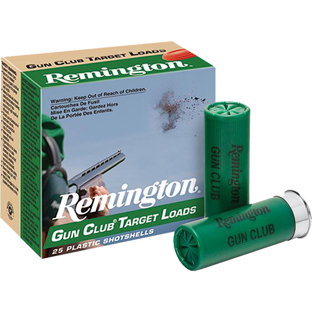 Remington Gun Club Target Loads 12 Ga. 2.75 In. 2 3/4 Dr. 1 1/8 Oz. 9 Shot 250 Rd. 1145 FPS ington Gun Club Target Loads 12 Ga. 2.75 In. 2 3/4 Dr. 1 1/8 Oz. 9 Shot 250 Rd. 1145 FPS Ammo